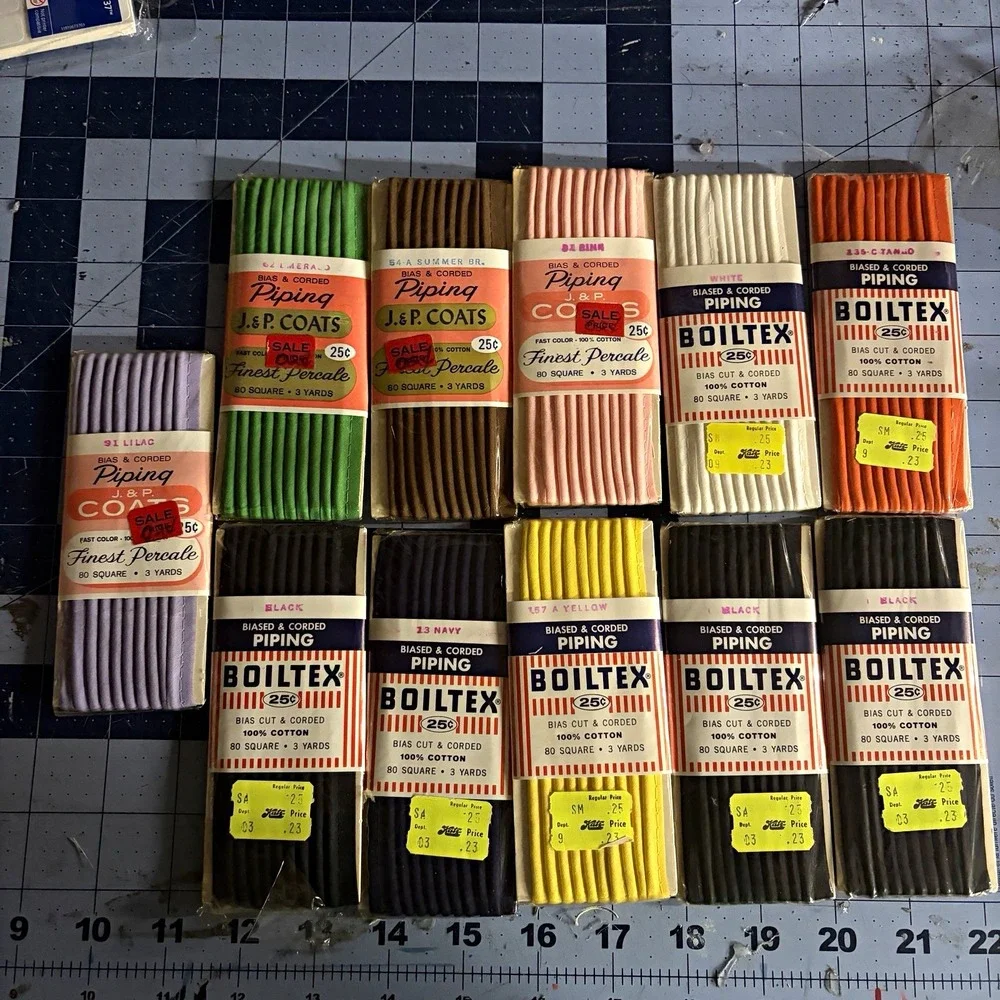 J&P Coats Boiltex Piping Trim Lot 3yd Multicolor Vintage Cotton Corded M.951